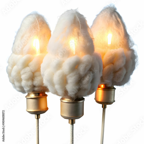 cotton wicks for lamp on white background