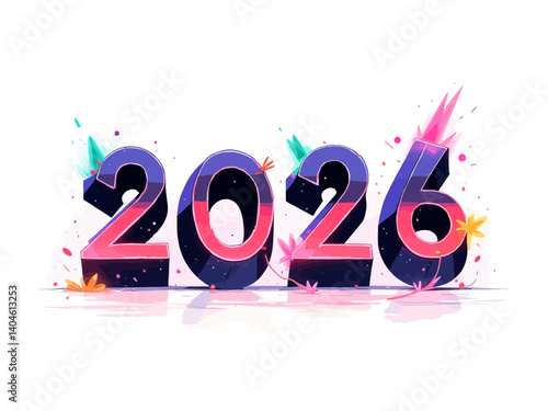 80's theme formaing year 2026 white background