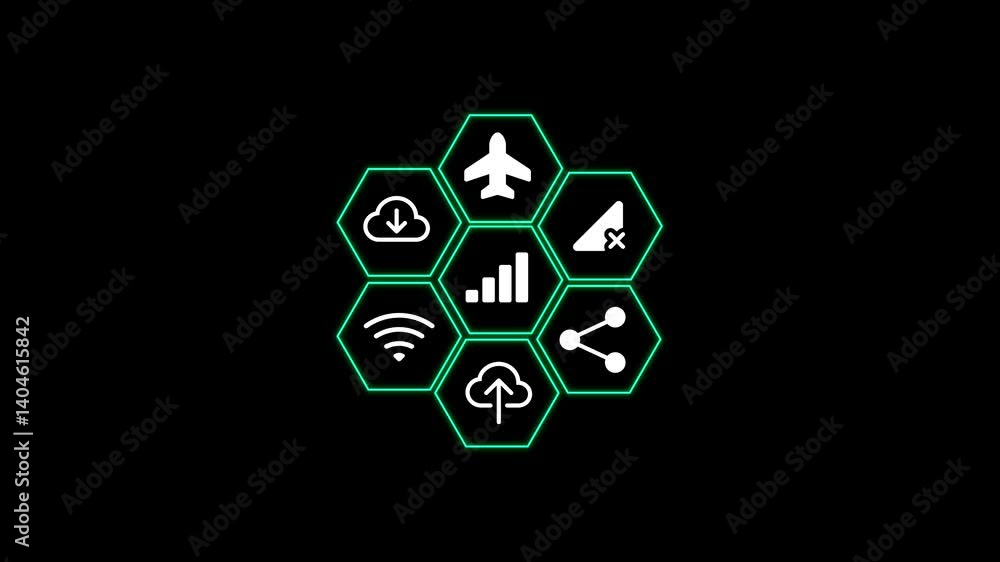 Connectivity Icons In Hexagons Network Digital Communication Technology Concept Connectivity Icons In Hexagons Network Digital Communication Technology Concept