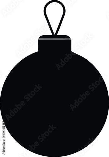 Black Silhouette Christmas Ornament Decoration Template Isolated On White Background