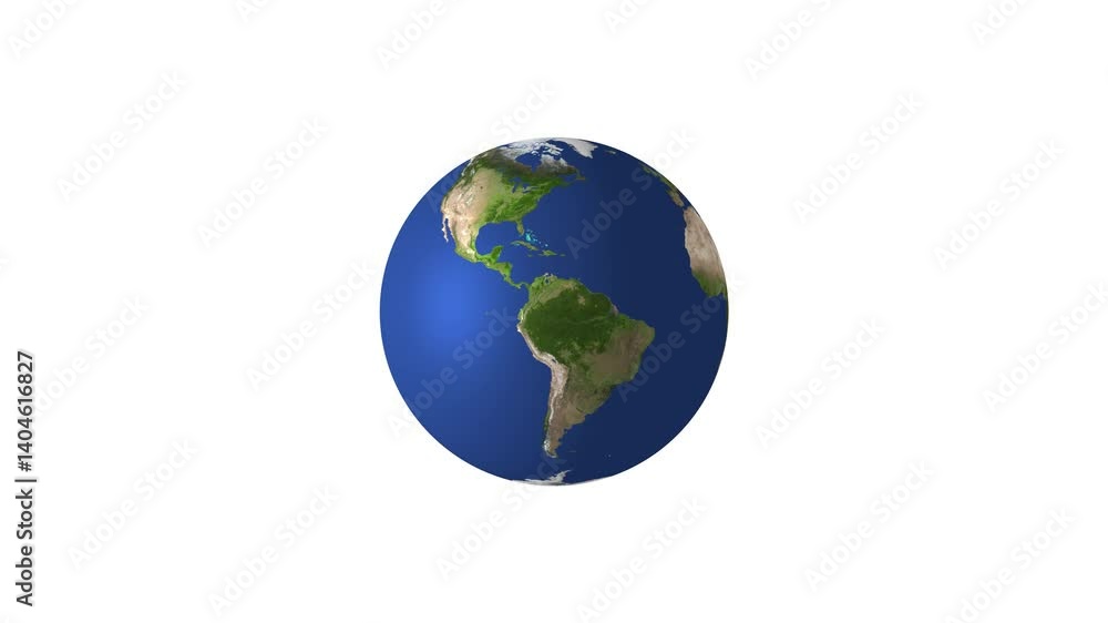 Planet Earth Globe Animation Showing North America South America On White Background Planet Earth Globe Animation Showing North America South America On White Background