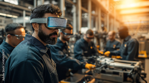 Wallpaper Mural Virtual reality in manufacturing worker using vr headset in factory Torontodigital.ca