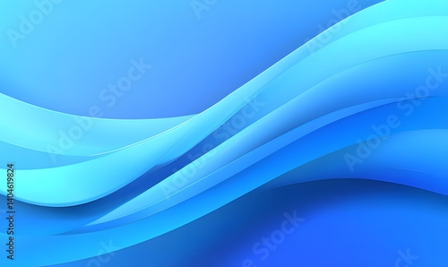 Abstract Blue Wave Background Design Elegant Smooth Flowing Curves Modern Digital Art Graphic Illustration Wallpaper Template     