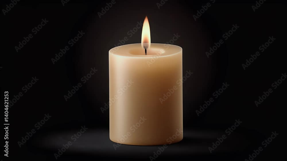 Warm candlelight flickers against a dark void, casting a soft glow and serene ambiance on a sturdy, wax candle Warm candlelight flickers against a dark void, casting a soft glow and serene ambiance on a sturdy, wax candle
