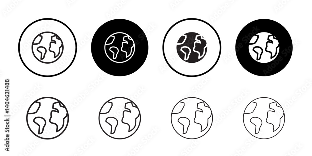 World icon Flat line symbol World icon Flat line symbol