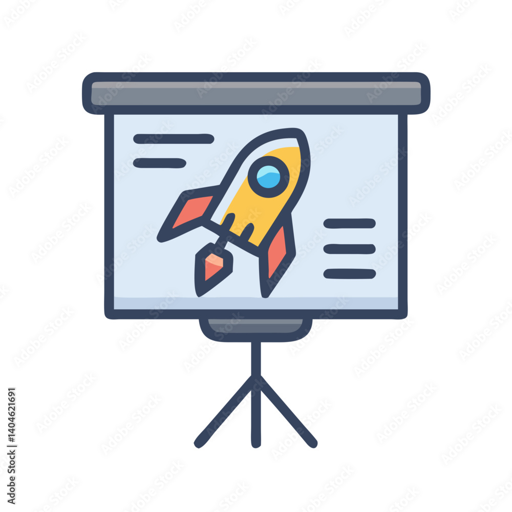 Presentation Slide with Rocket Graphic Icon Design Presentation Slide with Rocket Graphic Icon Design
