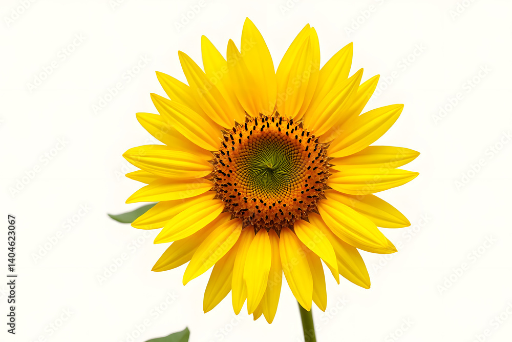 Sunflower head with intricate seed pattern, vivid yellow petals, isolated Sunflower head with intricate seed pattern, vivid yellow petals, isolated