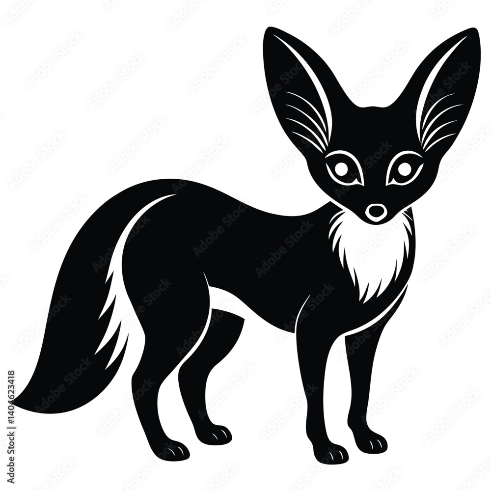 Obraz premium fennec fox vector silhouette single collection