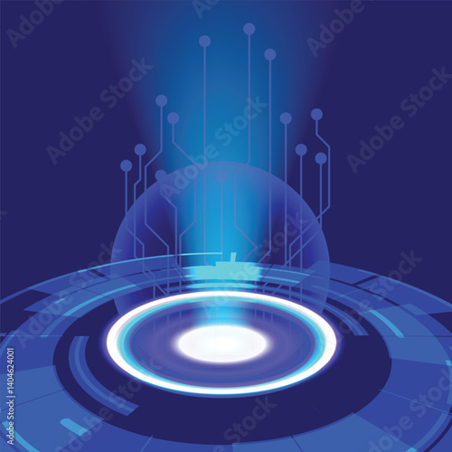 Abstract fantastic background with circle digital network ring. Technology background