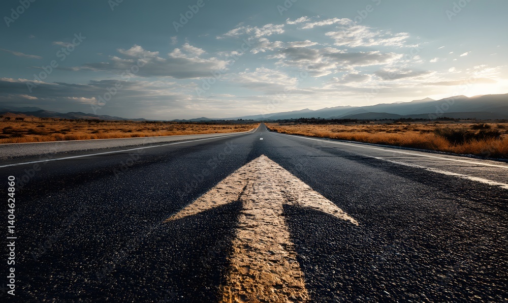 Naklejka premium Road to the Future, Asphalt Arrow, Journey Ahead