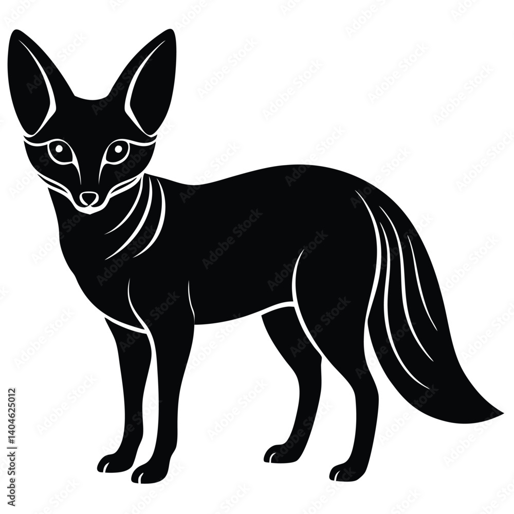 Fototapeta premium fennec fox vector silhouette single collection