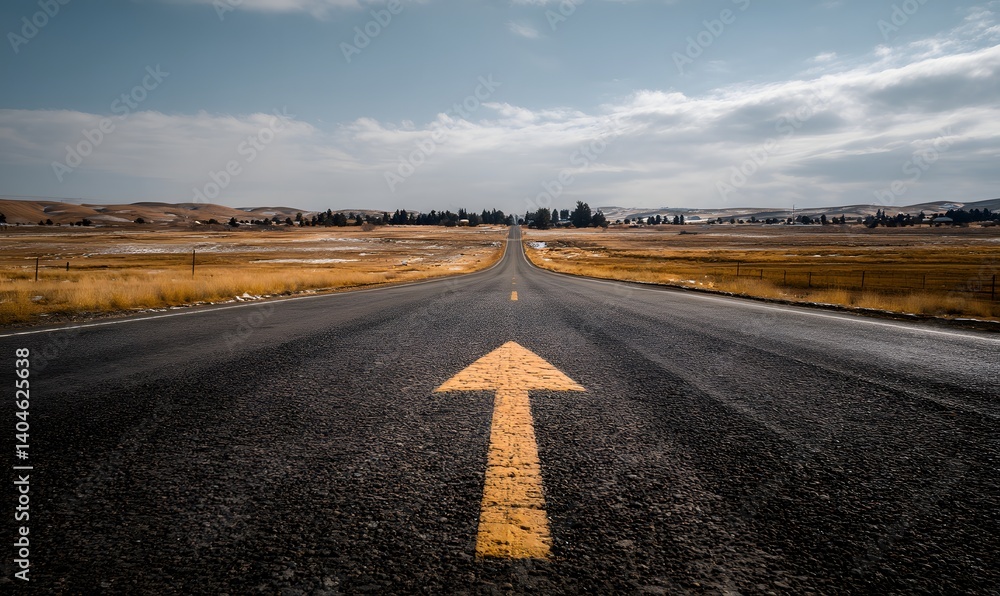 Fototapeta premium Road Ahead, Directional Arrow, Asphalt Highway
