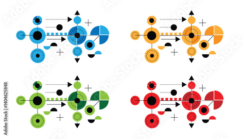 Graphic Design Technological Blueprint Hi Tech Element Line Art. Web and software interface elements and resources vector art