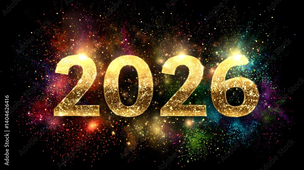 Glittering Gold 2026 New Year Festive Design Sparkling Celebration Holiday Background Bright Shimmering Number Typography Festive Elegant Luxury New Glittering Gold 2026 New Year Festive Design Sparkling Celebration Holiday Background Bright Shimmering Number Typography Festive Elegant Luxury New