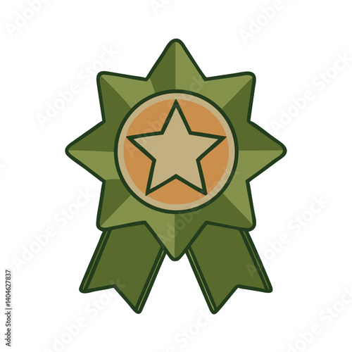 Star badge illustration in green and gold color scheme, symbolizing achievement and recognition