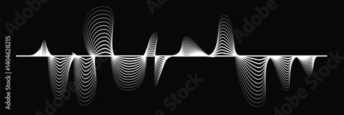 Digital sound equalizer . Audio signal frequency signal . Abstract flow linear fluid wavy shape . Acoustic volume lines .Curved lines pattern . Music sound wave . Vector illustration