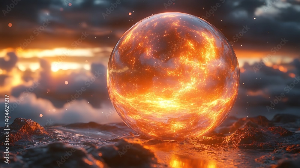 Mysterious bright orb on lava terrain high resolution picture Mysterious bright orb on lava terrain high resolution picture