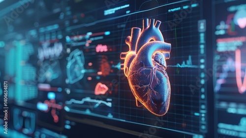 Wallpaper Mural Modern medical technology of heart disease on computer screen display. Generated AI image Torontodigital.ca