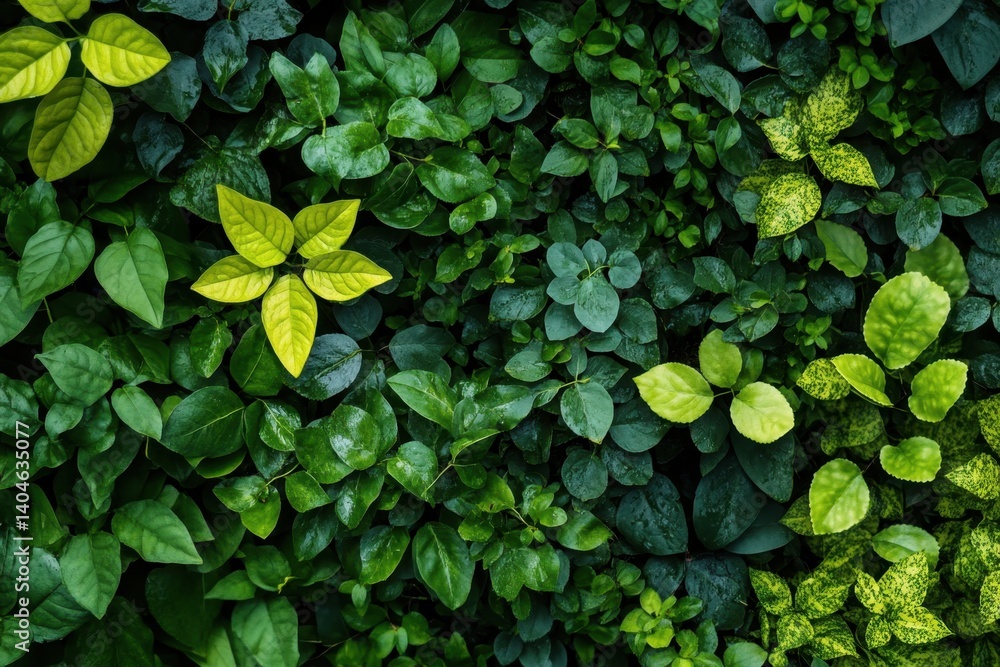 A lush variety of green foliage thriving in a natural setting during daylight hours A lush variety of green foliage thriving in a natural setting during daylight hours