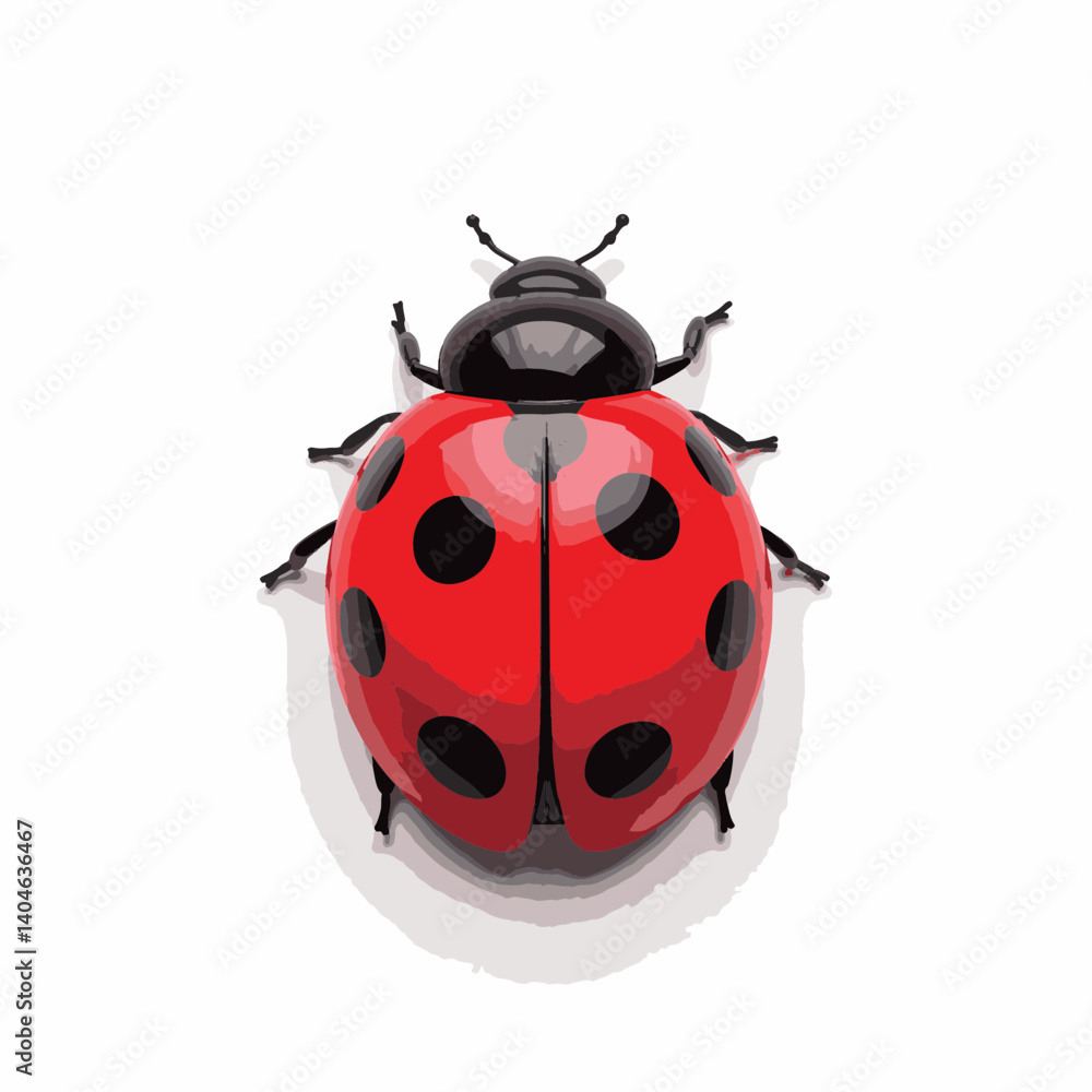 Glossy ladybug illustration on white background, design concept Glossy ladybug illustration on white background, design concept
