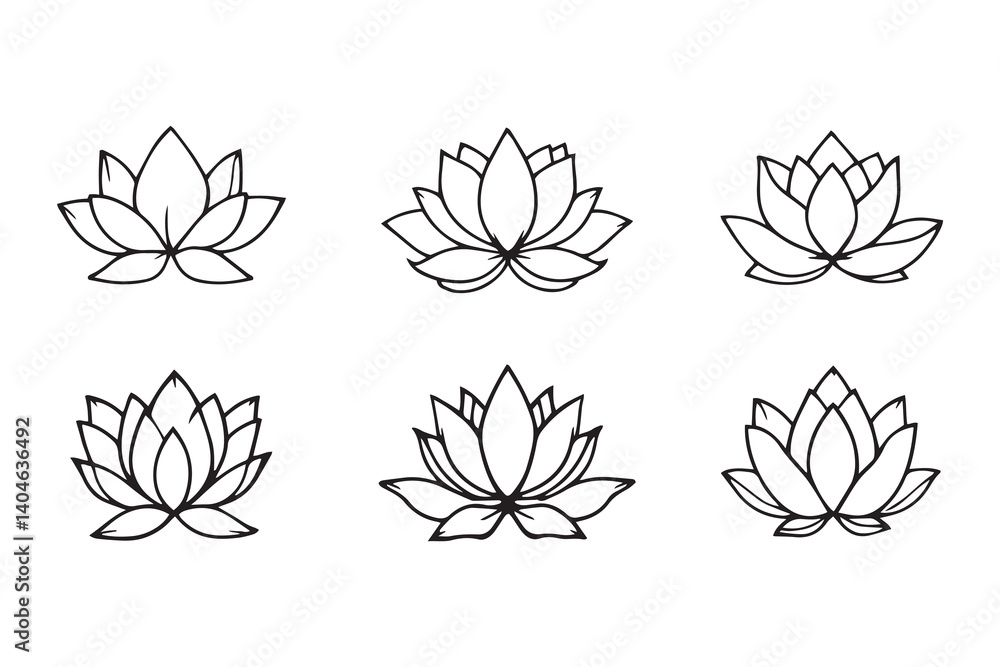 Fototapeta premium Lotus line art