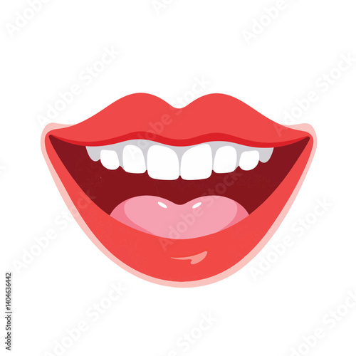 Joyful laughing mouth icon on white background, happiness concept