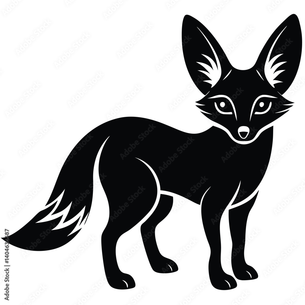 Fototapeta premium fennec fox vector silhouette single collection