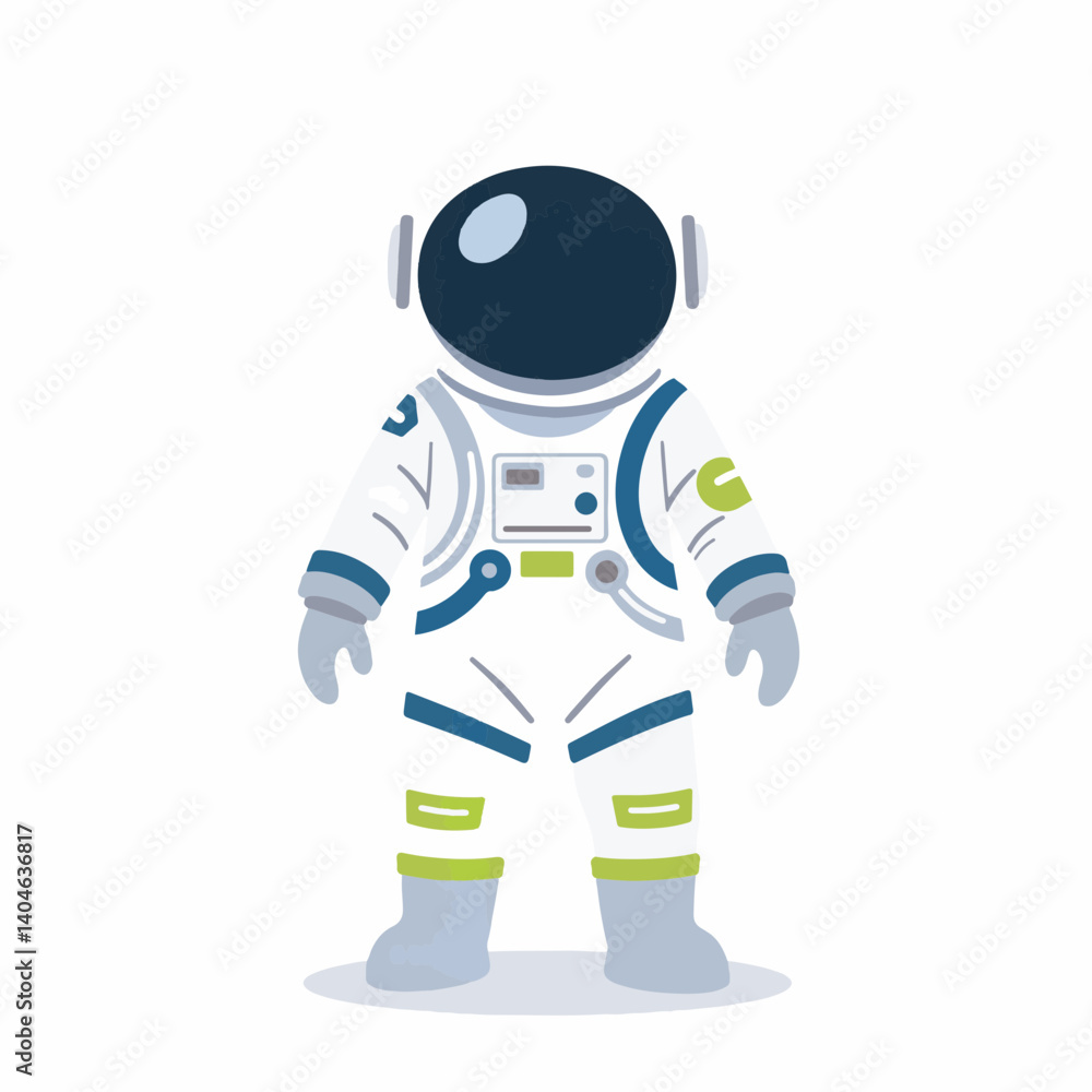Child-sized spacesuit standing against white background, futuristic design Child-sized spacesuit standing against white background, futuristic design