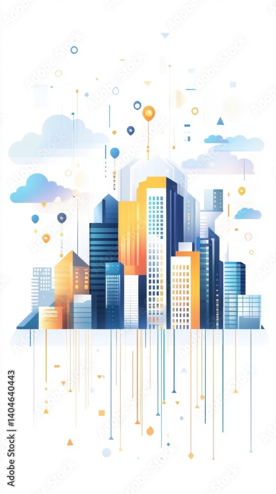 Fototapeta premium Modern Cityscape with Digital Connectivity