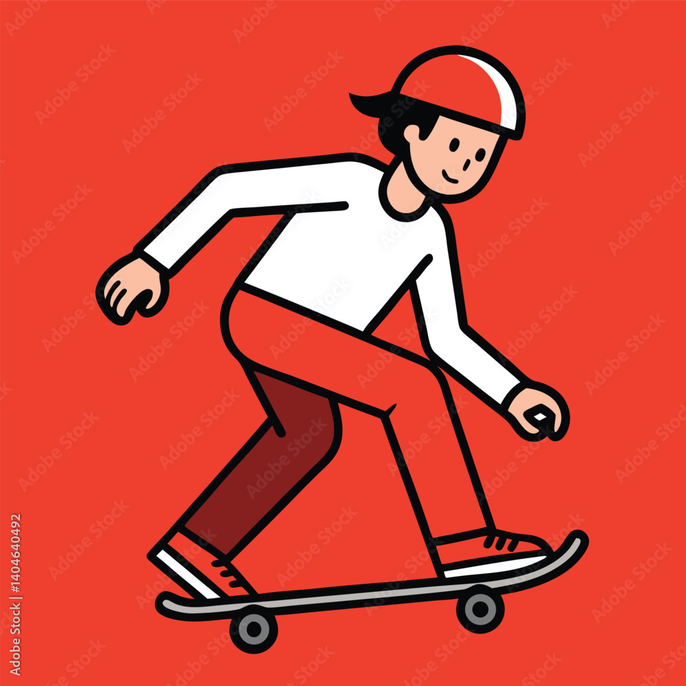 Cute Cartoon Boy on Skateboard Vector – Fun Skating Illustration for Kids Stickers, Shirts & Decor Cute Cartoon Boy on Skateboard Vector – Fun Skating Illustration for Kids Stickers, Shirts & Decor
