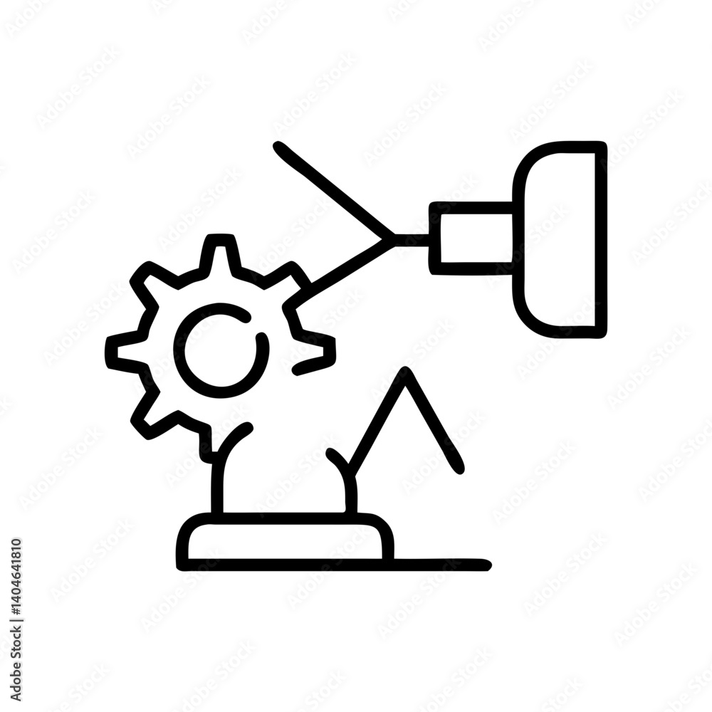 dangerous machinery icon in a minimalist style, black outline, transparent background dangerous machinery icon in a minimalist style, black outline, transparent background