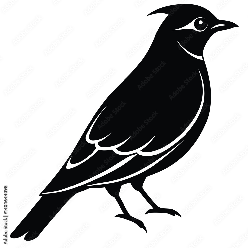 Fototapeta premium Bohemian waxwing vector silhouette single collection