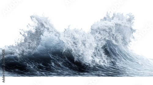 Fototapeta Naklejka Na Ścianę i Meble -  Big ocean wave breaking with foam and transparent background