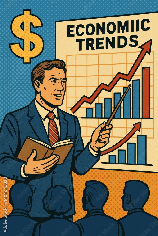 A professional man in a suit and tie holding a book while pointing at a chart illustrating business concepts and planning A professional man in a suit and tie holding a book while pointing at a chart illustrating business concepts and planning