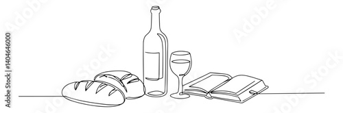 bread wine and holy bible one-stroke artwork