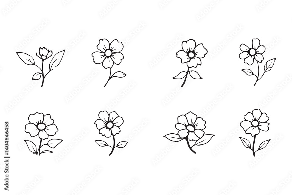 Fototapeta premium Marsh Marigold line art
