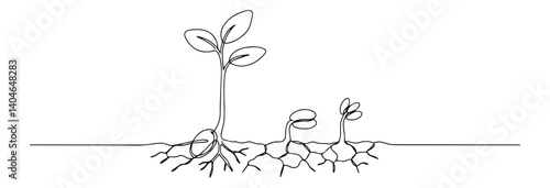 sprouting seed monochromatic line art design