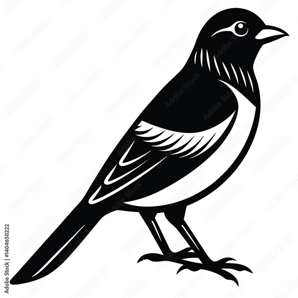 Obraz premium Bohemian waxwing vector silhouette single collection