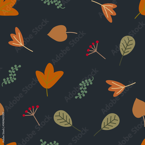 Vector green, yellow and orange leaves. Autumn seamless background with autumn leaves vector for wallpaper, textile, surface, fashion, card, stationery, home decor and wrapping.