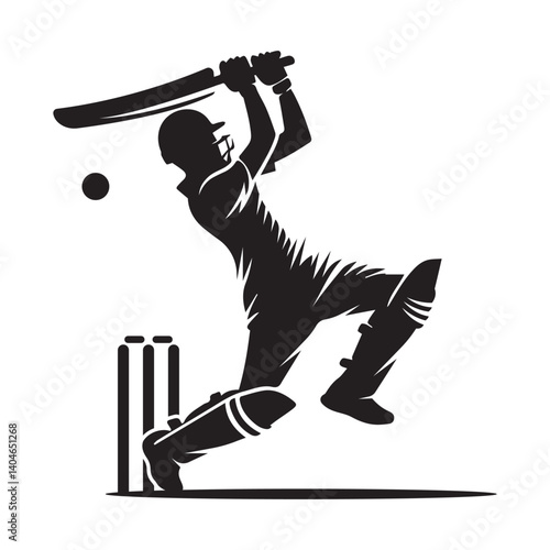 Cricket player with cover drive logo design icon vector illustration.