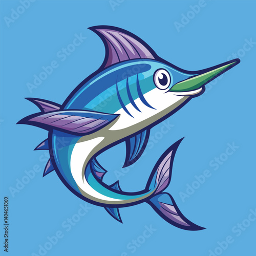 Marlin fish silhouette vector illustration, Marlin fish line art vector design