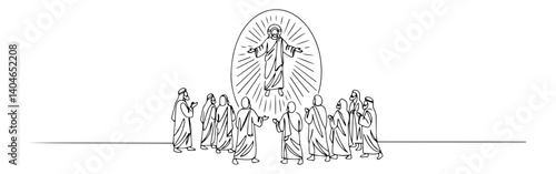 transfiguration of jesus before disciples biblical religious scene linear vector artwork