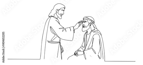 jesus healing blind man linear contour design