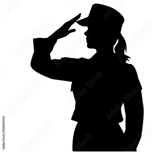 Vector de mujer militar – ilustración de silueta femenina armada