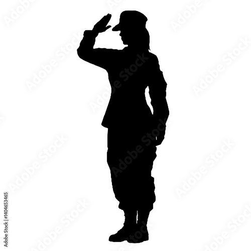 女性兵士のシルエット