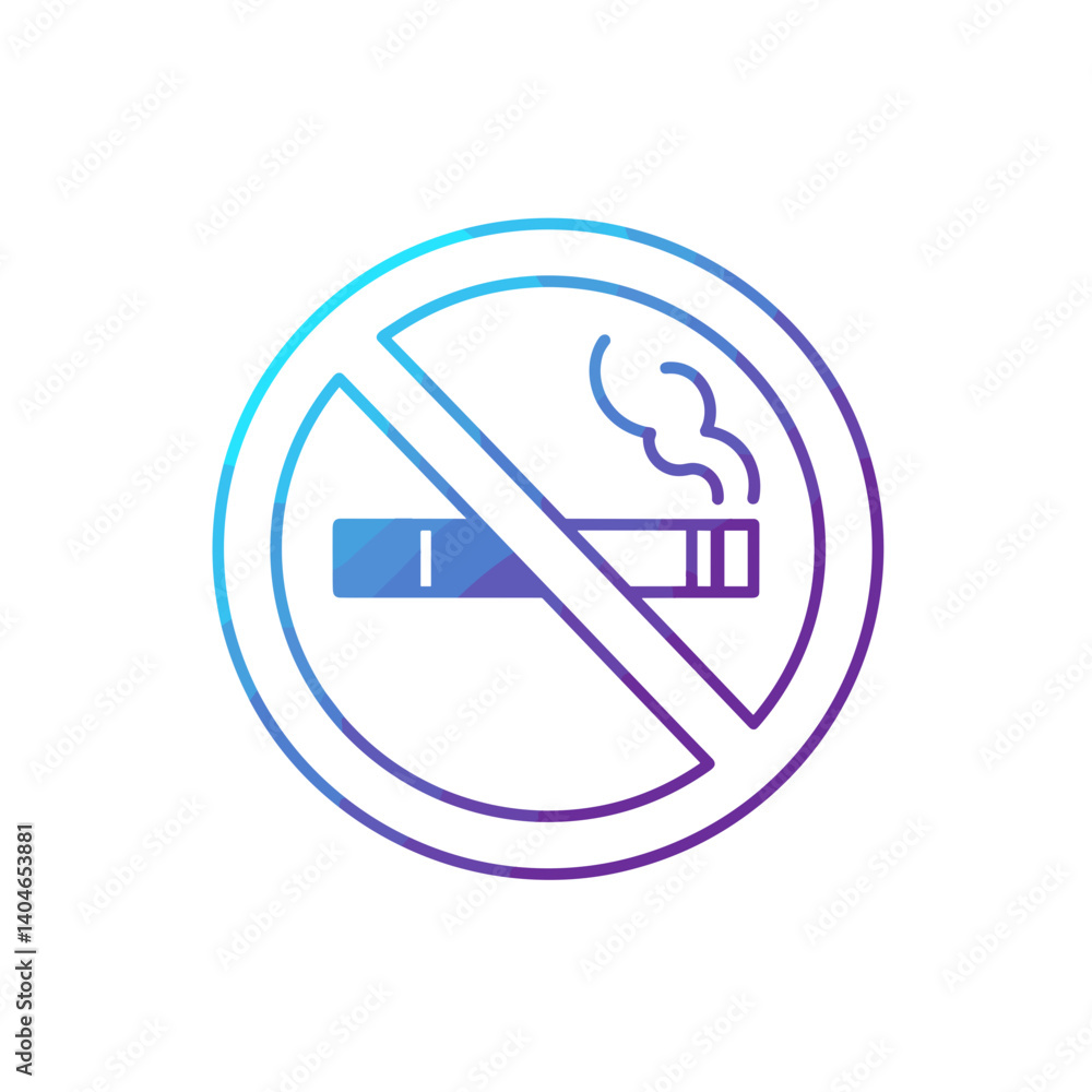No Smoking Sign with Stylized Cigarette Icon in Gradient Colors No Smoking Sign with Stylized Cigarette Icon in Gradient Colors