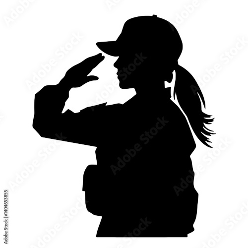 女性兵士のシルエット