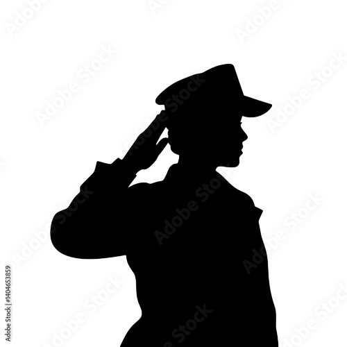 女性兵士のシルエット