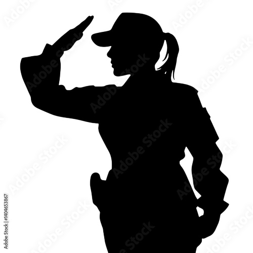 女性兵士のシルエット