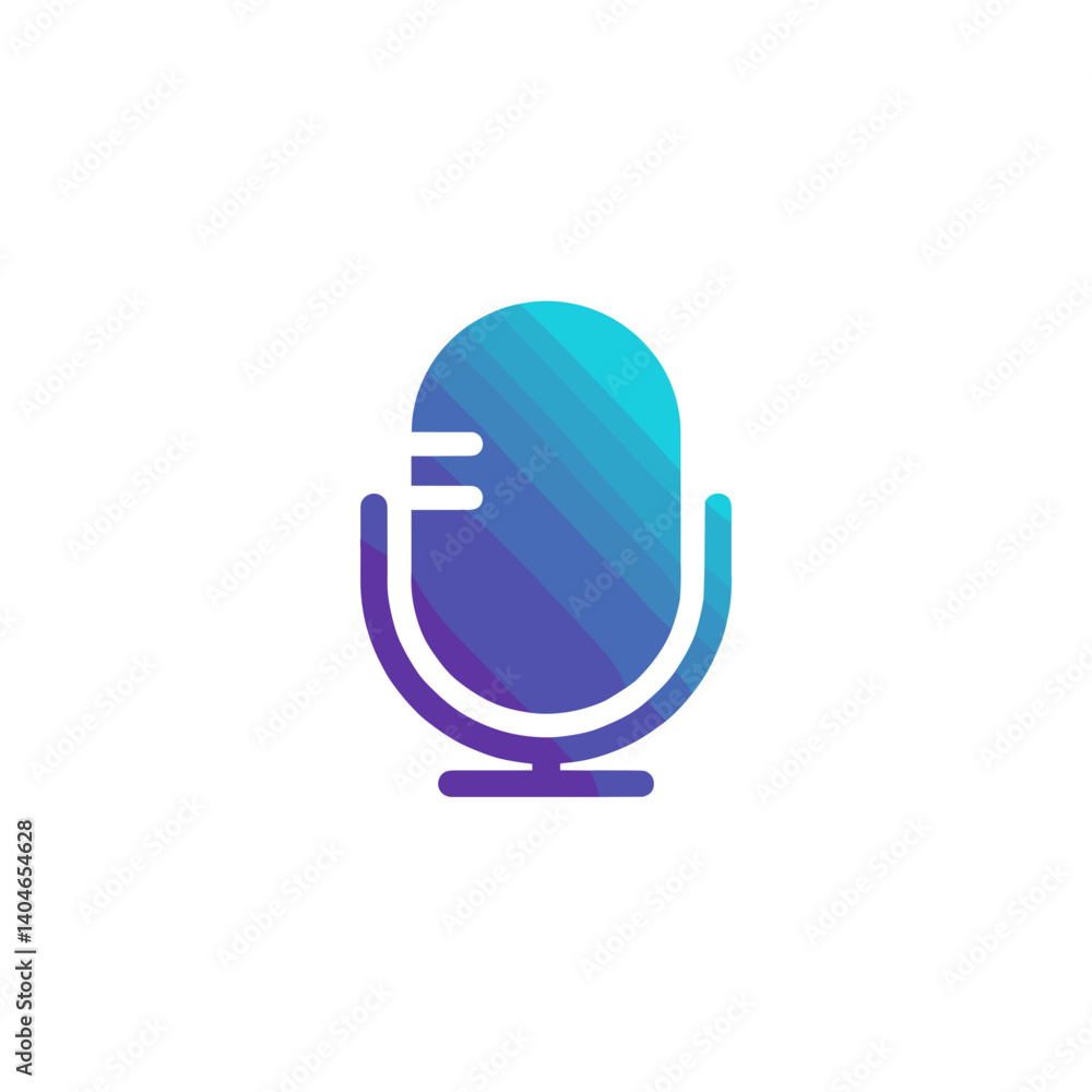 Modern microphone illustration in gradient blue and purple colors Modern microphone illustration in gradient blue and purple colors